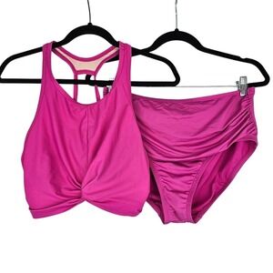 Kona Sol Two Piece Swimsuit Pink‎ Women's Size Large Lightly Padded